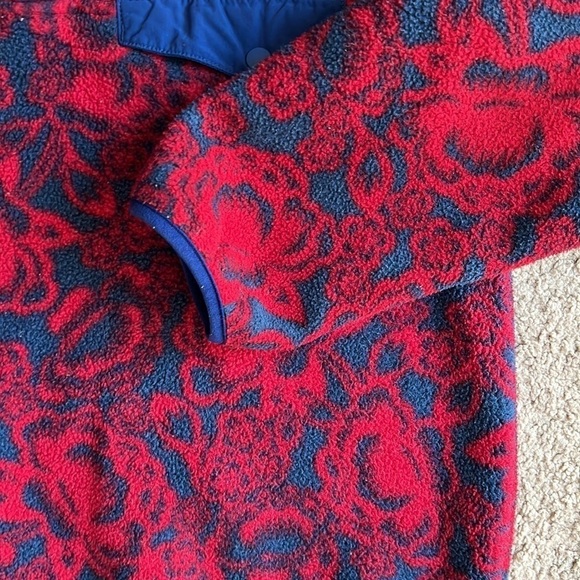 Rare Patagonia Red Lotus Flower Synchilla Snap T Pullover Fleece - Picture 5 of 6
